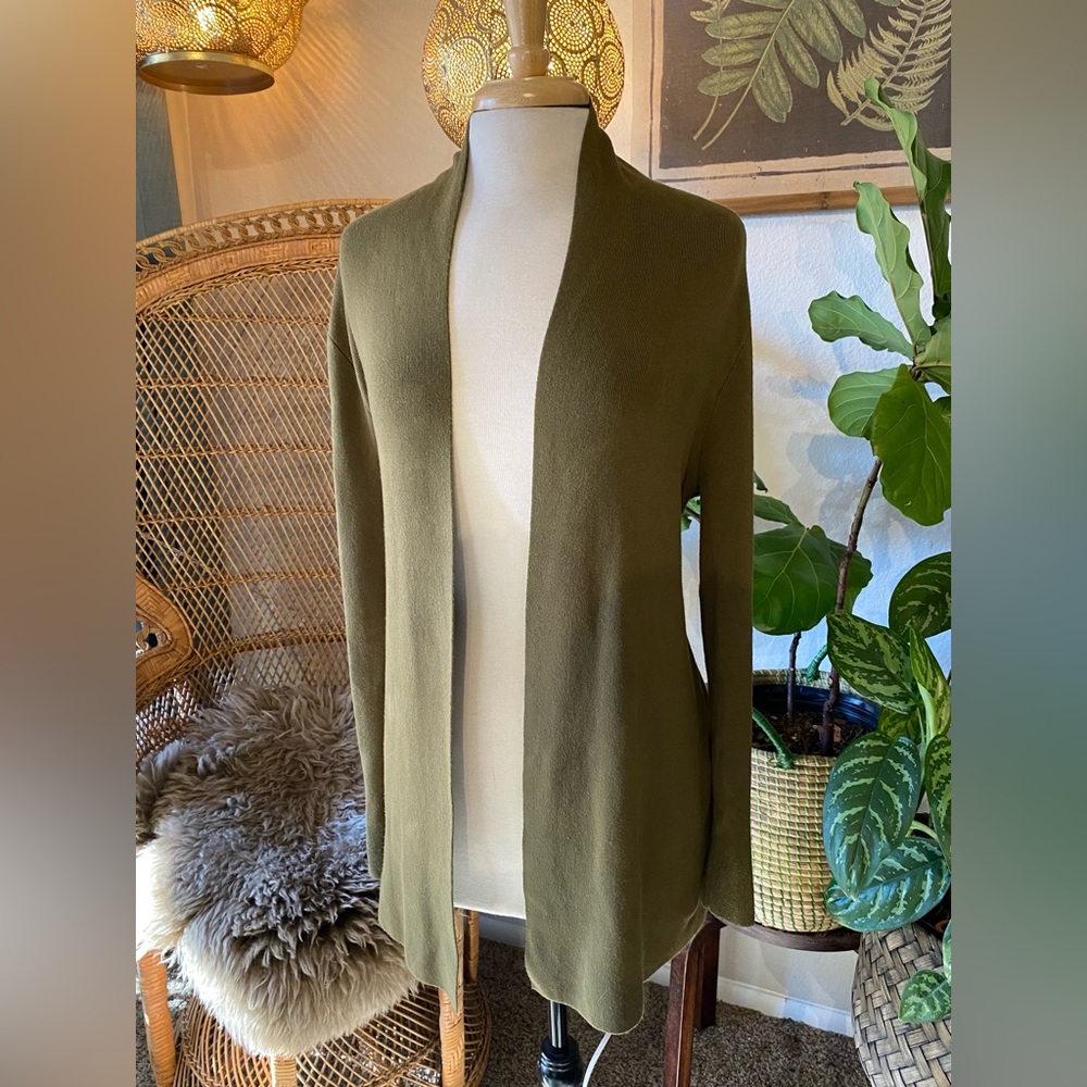 LaSalle Amsterdam Luxury Green Long Cardigan Sweater Large